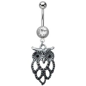 Owl Dangle Belly Ring 14g 5/8” 316L Stainless Steel